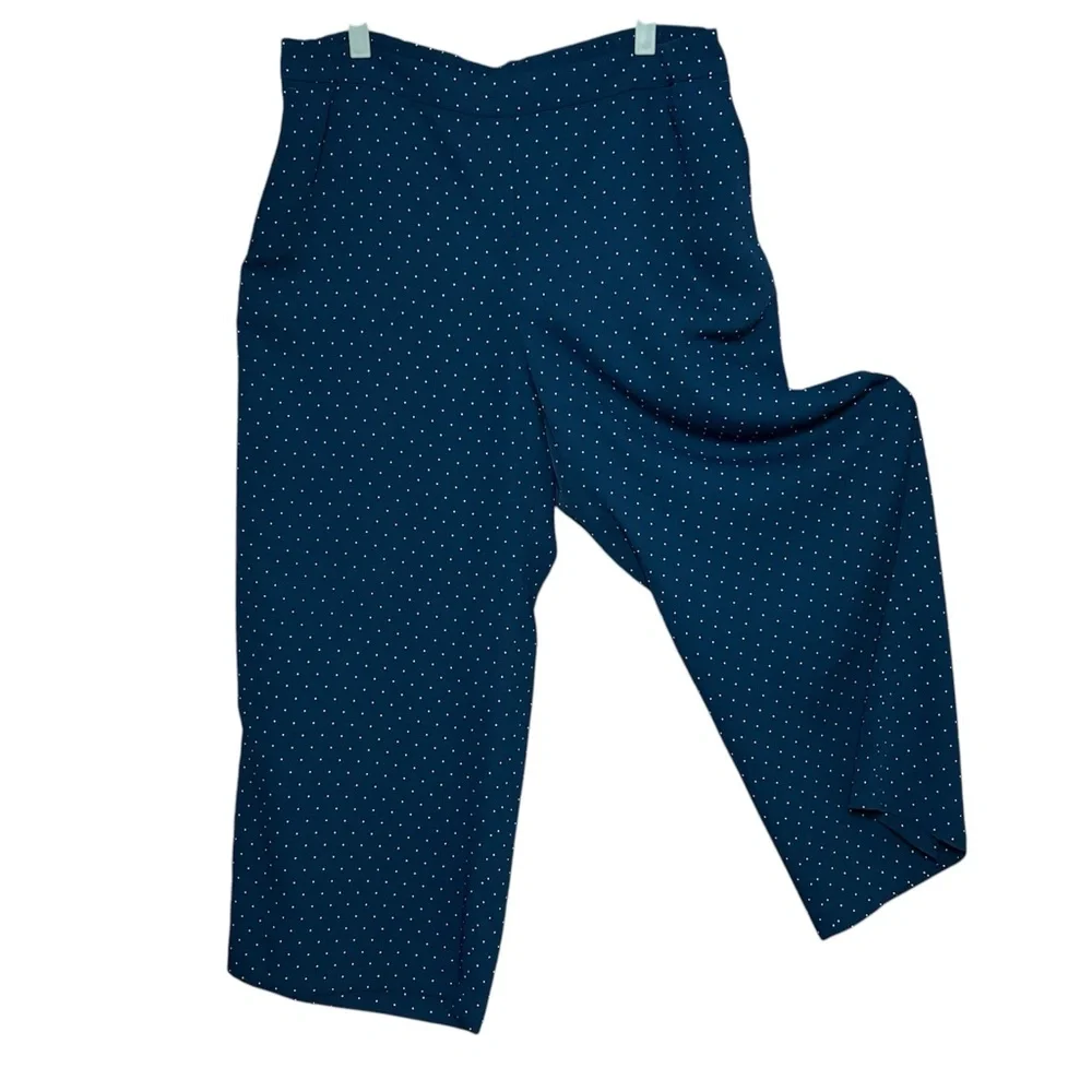 J. Jill New Wearever Collection Easy Care Wide Leg Cropped Pants Blue Large - Picture 13 of 14